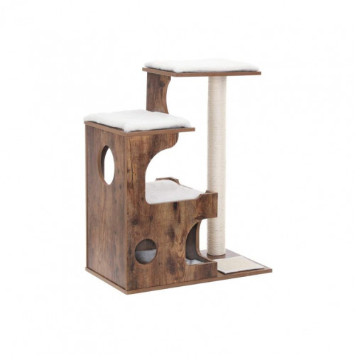 Mačací strom s domčekom a škrabadlom, rustikálny, 66×42×88