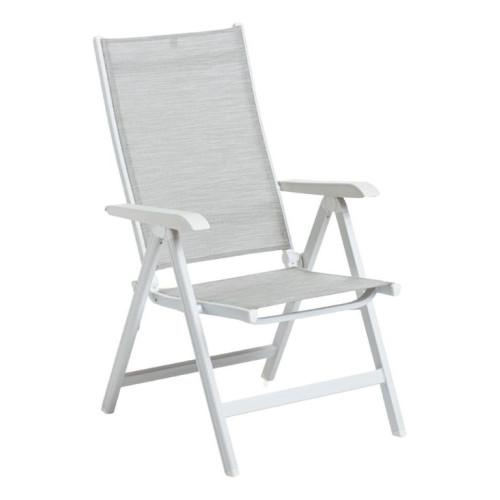 Záhradné polohovacie kreslo BASIC PLUS, biele/svetlošedé