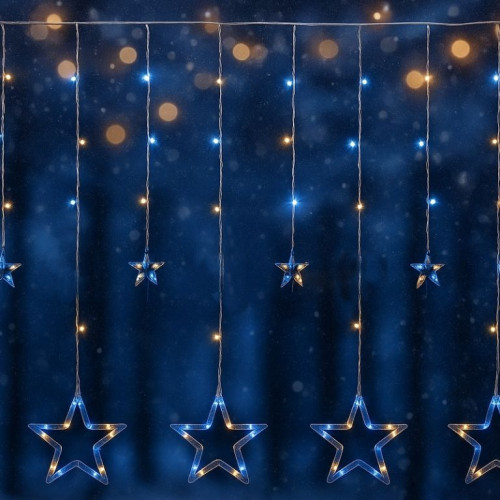 VOLTRONIC záves 12 hviezdičiek 150 LED, teplá/studená biela