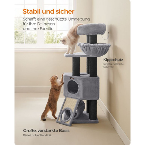 Škrabadlo pre mačky s pelechom a jaskyňou, šedý