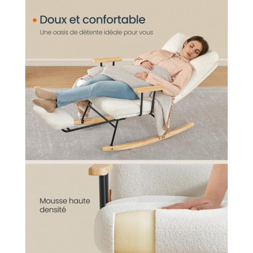 Relaxačné hojdacie kreslo s nastaviteľným operadlom, béžové