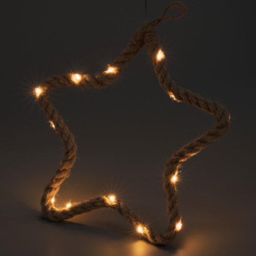 Vianočná dekorácia hviezda, 15 LED diód, teplá biela farba