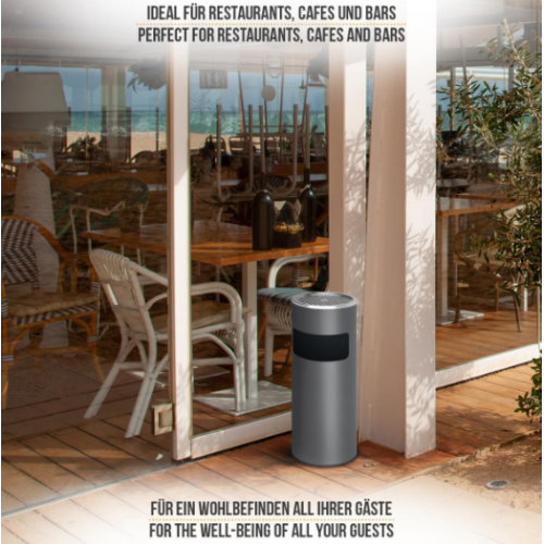 Popolník s odpadkovým košom, nerez, 17 l, antracitový