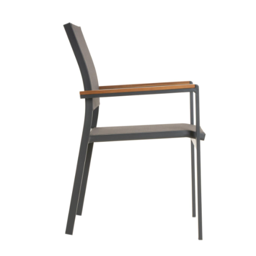 Stohovateľné záhradné stoličky s hnedými opierkami, sada 2ks