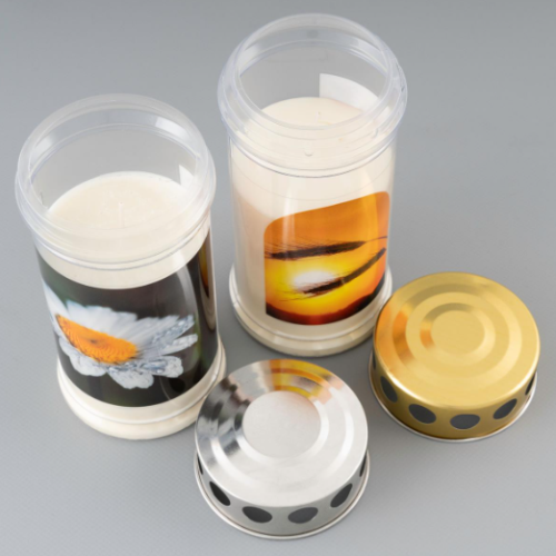 Plastová hrobová sviečka „kvetina“, sada 3 ks, 17 cm