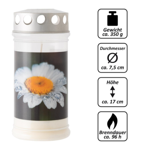 Plastová hrobová sviečka „kvetina“, sada 3 ks, 17 cm