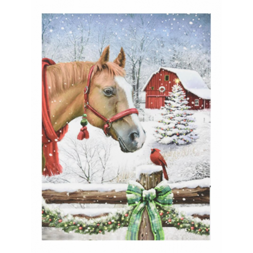 Nástenná maľba koňa a vrabca, LED, 30 x 40 cm