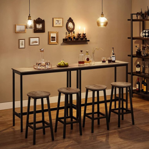 Barové stoličky 65 cm, sada 2 ks, priemyselná greige/čierna