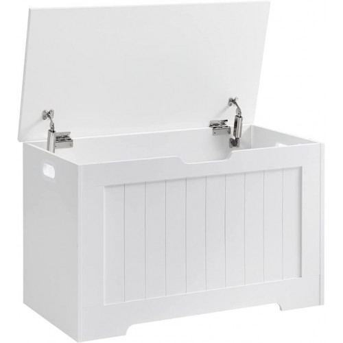 Biela úložná lavica s sedadlom a vekom, 76 × 48 × 40 cm