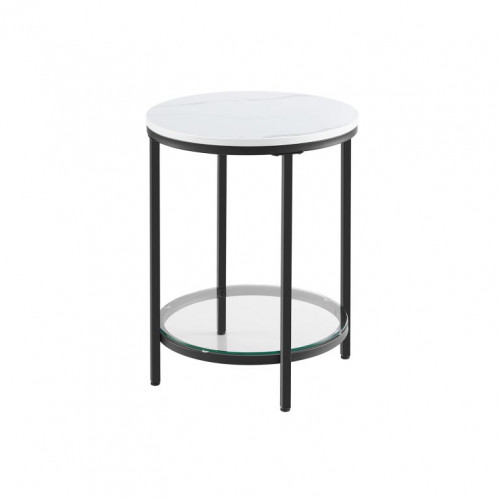 Moderný okrúhly stôl s mramorovou doskou a sklom 45 x 55 cm