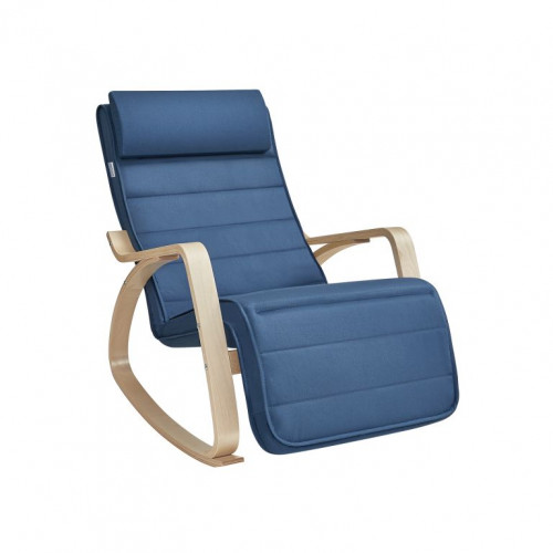 Hojdacia stolička s opierkou na nohy a vankúšom, tmavomodrá