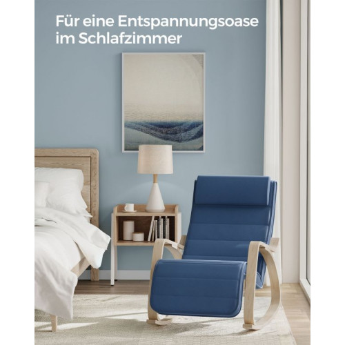 Hojdacia stolička s opierkou na nohy a vankúšom, tmavomodrá