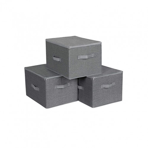 Úložné boxy s viečkami, 3 ks, sivé, 40x30x25 cm