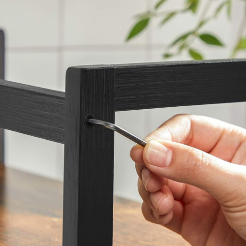 Dvojposchodový stojan na korenie, bambus/čierny, 42x18x43 cm