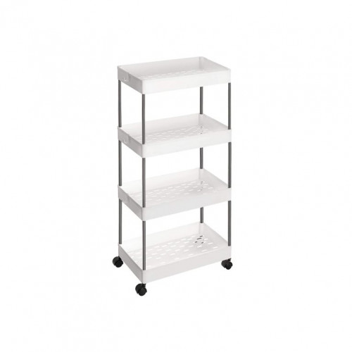 Úzky pojazdný regál na kolieskach, 4 poschodia, 40x22x86 cm