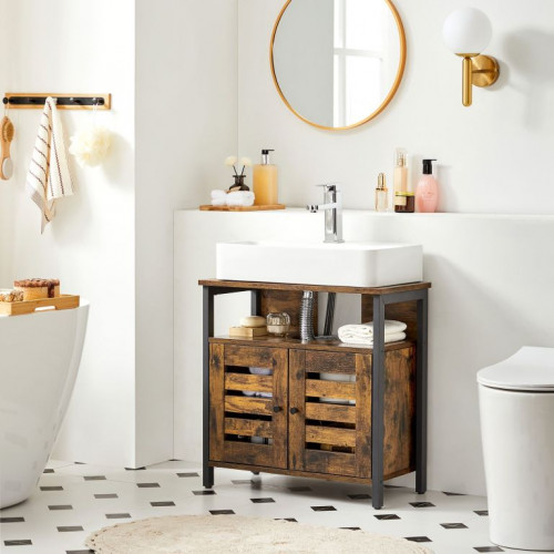 Kúpeľňová skrinka pod umývadlom, rustikálna hnedá