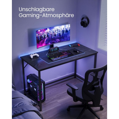 Moderný čierny herný stôl s oceľovou konštrukciou, 120 x 60