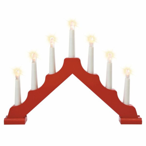 LED vianočný oblúkový svietnik z dreva, 7 teplých svetiel