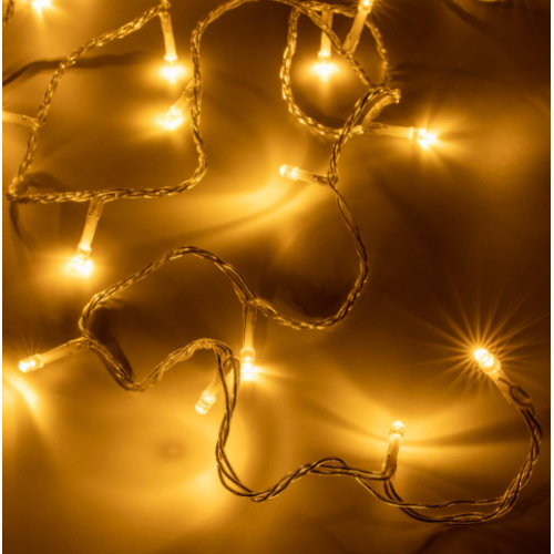 Vianočné LED reťazové svetlá 2x50 diód, teplá biela, 5 m, ča