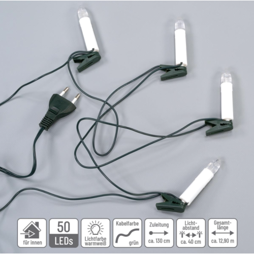 LED sviečky na vianočný stromček 50 LED, teplá biela LED sviečky na vianočný stromček 50 LED, teplá biela