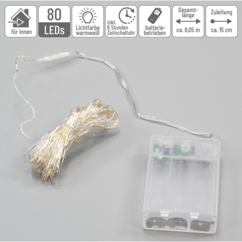 Sada LED reťazových svetiel, 3 kusy, 80 LED diód, batérie