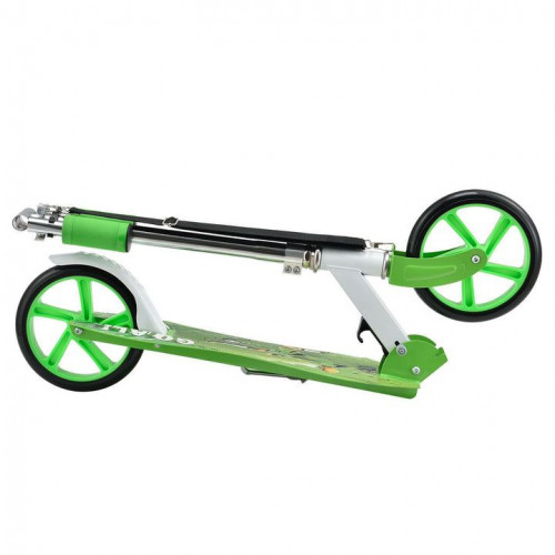 Detský kolobežka s veľkými kolesami a popruhom, zelená