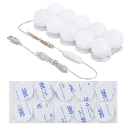 Toaletný stolík s LED osvetlením a zrkadlom, biely