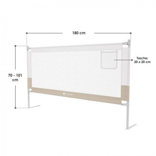 Detská zábrana na posteľ, 180 cm, výškovo nastaviteľná