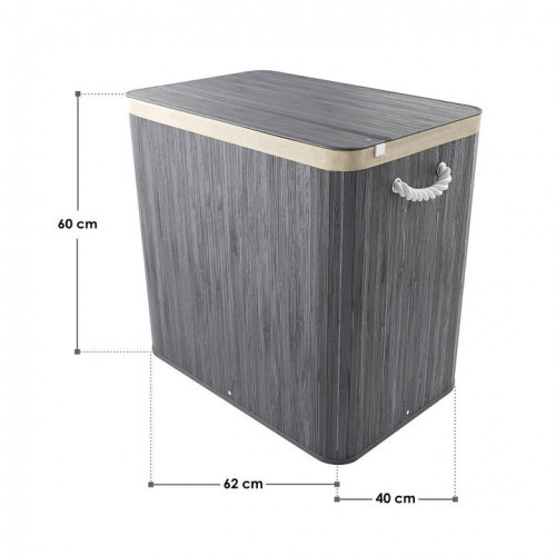 Bambusový košík na bielizeň 150 l s vekom a vreckom