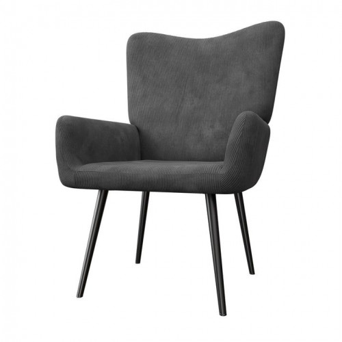 Pohodlné manžetové kreslo z manšestru, sivé