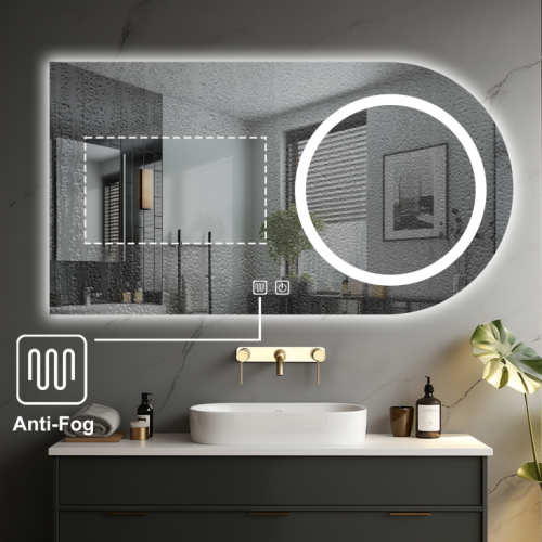 LED kúpeľňové zrkadlo 80×60 s odmlžovaním