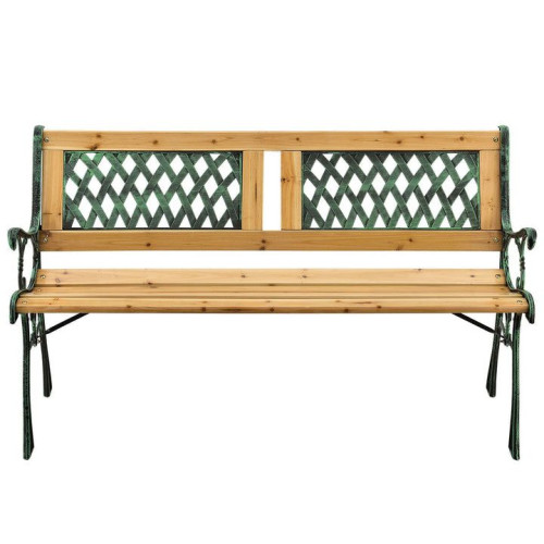 Záhradná lavička 122 cm, drevo a liatina Záhradná lavička 122 cm, drevo a liatina