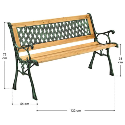Záhradná lavička 122 cm, drevo/liatina, 2-miestna Záhradná lavička 122 cm, drevo/liatina, 2-miestna