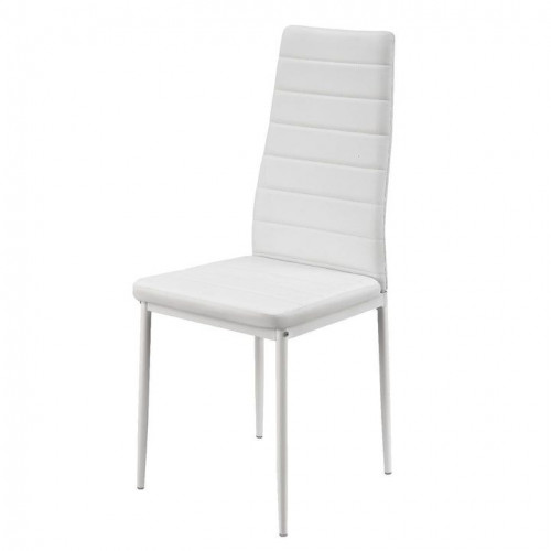 Sada jedálenských stoličiek z umelej kože, biela, 4 kusy