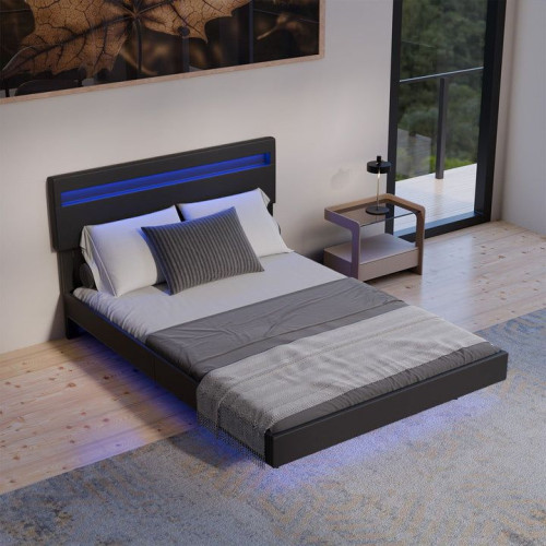 Plávajúca posteľ 140x200 cm, čierná s LED čelom Plávajúca posteľ 140x200 cm, čierná s LED čelom