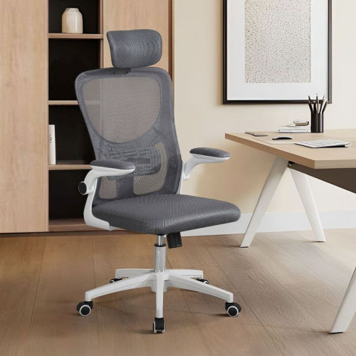 Ergonomická kancelárska stolička, sivá/biela, sieťovina Ergonomická kancelárska stolička, sivá/biela, sieťovina