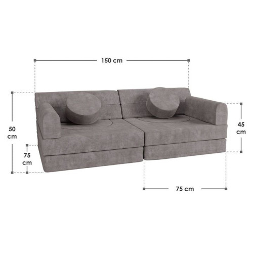 Modulárna dizajnová pohovka pre deti, 150 cm, sivá Modulárna dizajnová pohovka pre deti, 150 cm, sivá