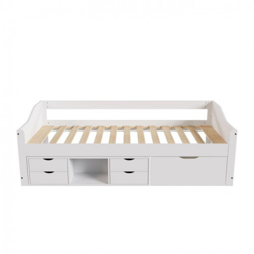 Detská posteľ s úložným priestorom 90x200 cm,s roštom, biela