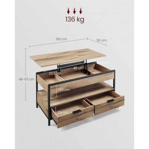 Konferenčný stolík s výškovo nastaviteľnou doskou