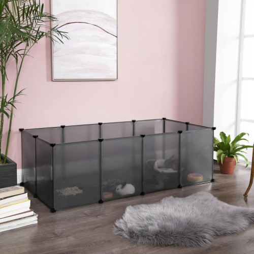 Modulárna klietka pre malé zvieratá 143x73x46 cm, sivá