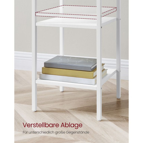 Biely nočný stolík s policami a zásuvkou, 35x35x70 cm