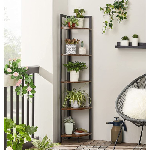 Rohová policová jednotka s 5 policami, industriálny štýl