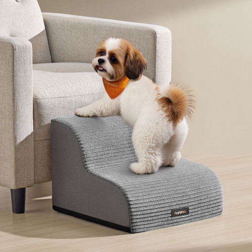 Schody pre psov s protišmykom, šedé, 2 stupne, 40x40x30 cm