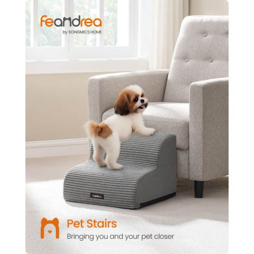 Schody pre psov s protišmykom, šedé, 2 stupne, 40x40x30 cm