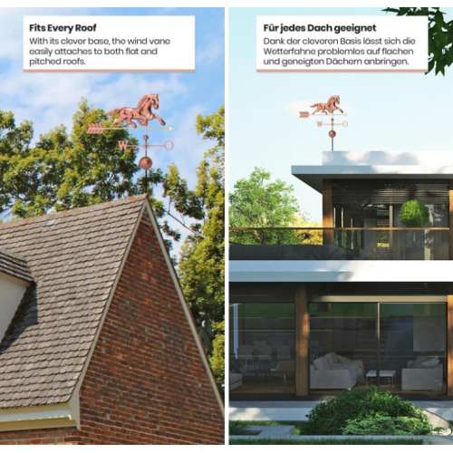 Dekoratívna medená koruhvička kôň, 118 cm