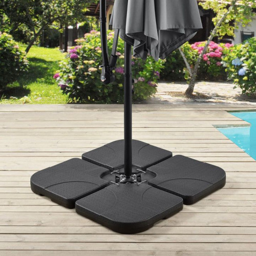 Sada 4 závaží na slnečník, čierne, plastové, 50 x 50 cm