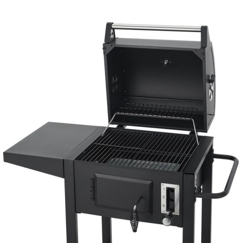 Kompaktný čierny záhradný gril s teplomerom, 86 x 104 x 52 c