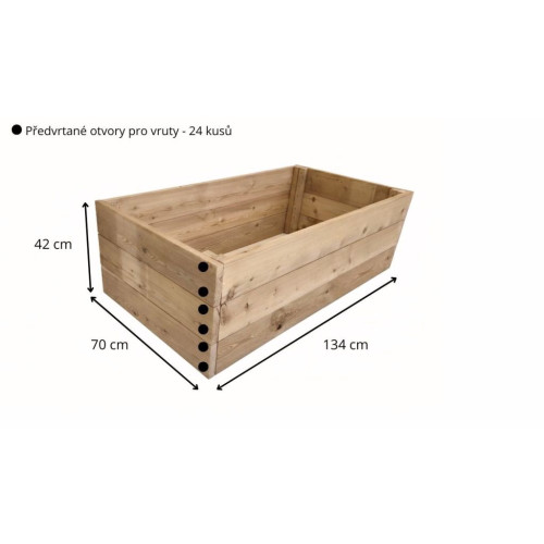 Drevený vyvýšený záhon, 134 x 70 x 42 cm