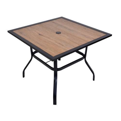 Kovový stôl na záhradu 94x94 cm, polywood, čierny