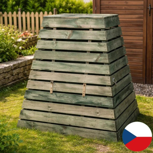 Drevený kompostér 800 L pyramída - česká výroba, zelený Drevený kompostér 800 L pyramída - česká výroba, zelený